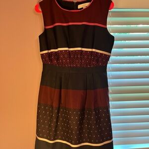 LOFT Black and Red Sheath Mini Dress Sleeveless Crew Neck